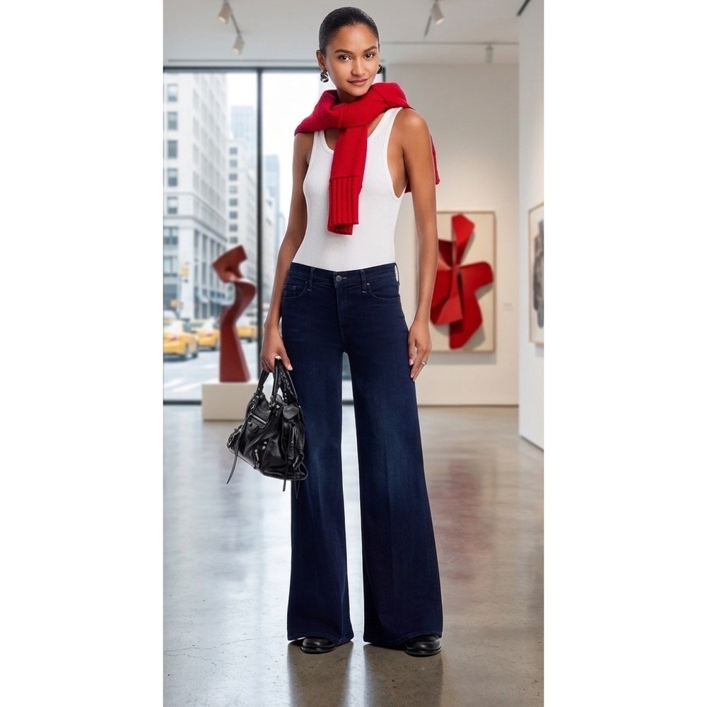 Mother Jeans The Hustler Roller Sneak Karaoke Kyoto Womens Sz 31x32 Wide Leg